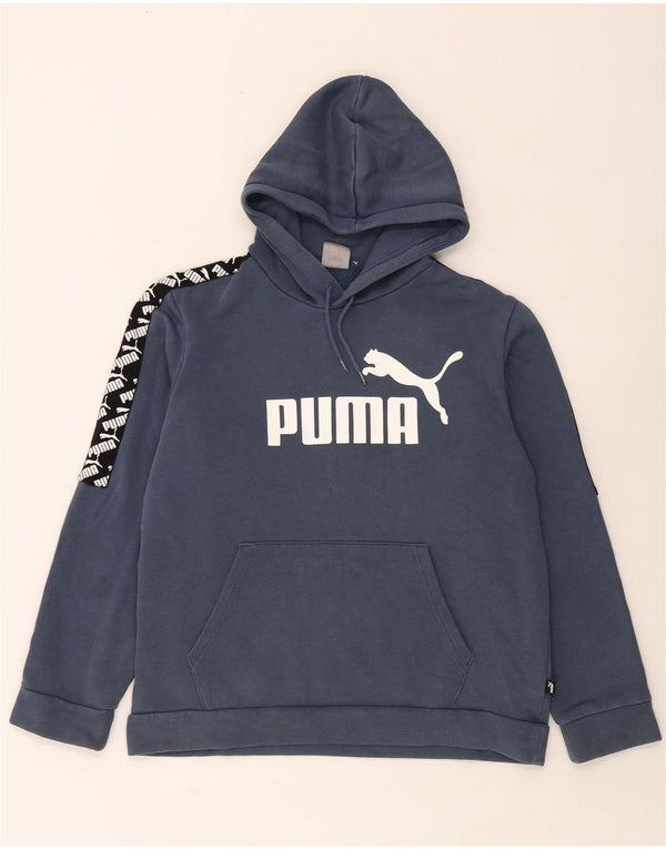 Мужской джемпер с капюшоном PUMA с рисунком, средний, темно-синий, хлопок с цветными блоками