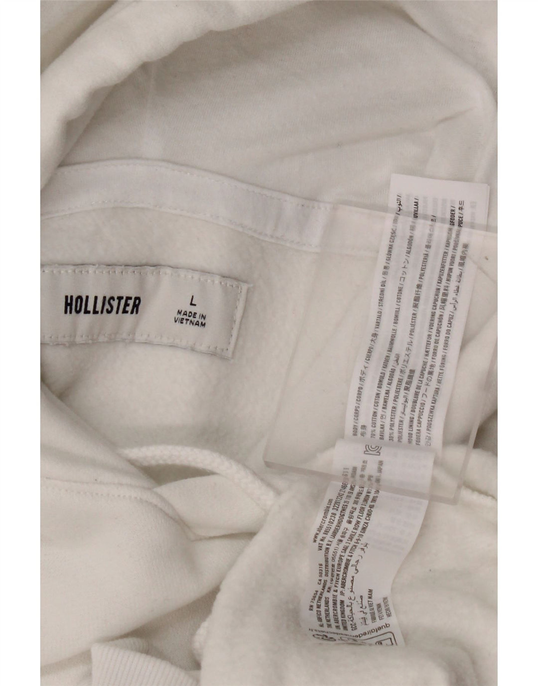 HOLLISTER Мужской джемпер с капюшоном, большой белый, хлопок