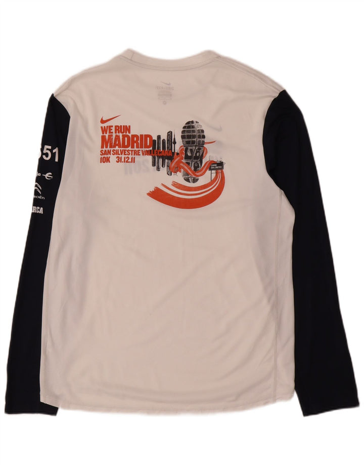 Мужской топ с графическим рисунком Nike Dri Fit, средний белый цвет с длинными рукавами