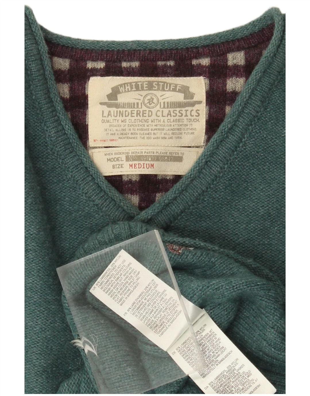 Мужской джемпер с v-образным вырезом White Stuff, средний зеленый свитер из овечьей шерсти