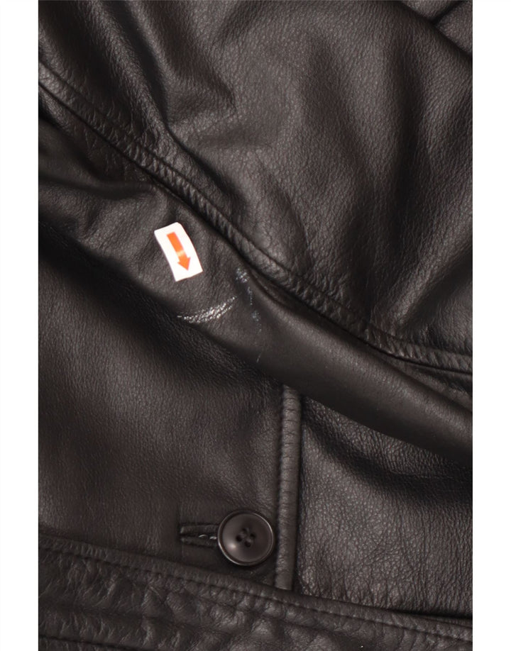 Женское кожаное пальто HENNES EU 42, большое, черное кожаное