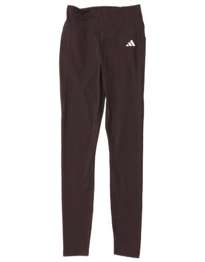 Женские облегающие леггинсы Adidas UK12/14, средний черный полиэстер