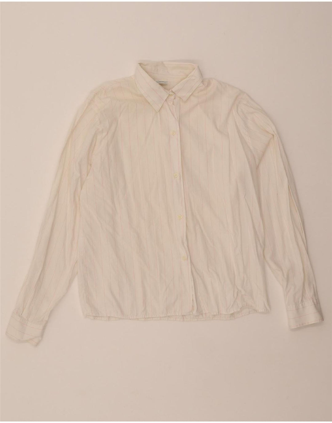 BENETTON Womens Shirt IT 44 Medium White Pinstripe Vintage Benetton and Second-Hand Benetton from Messina Hembry 