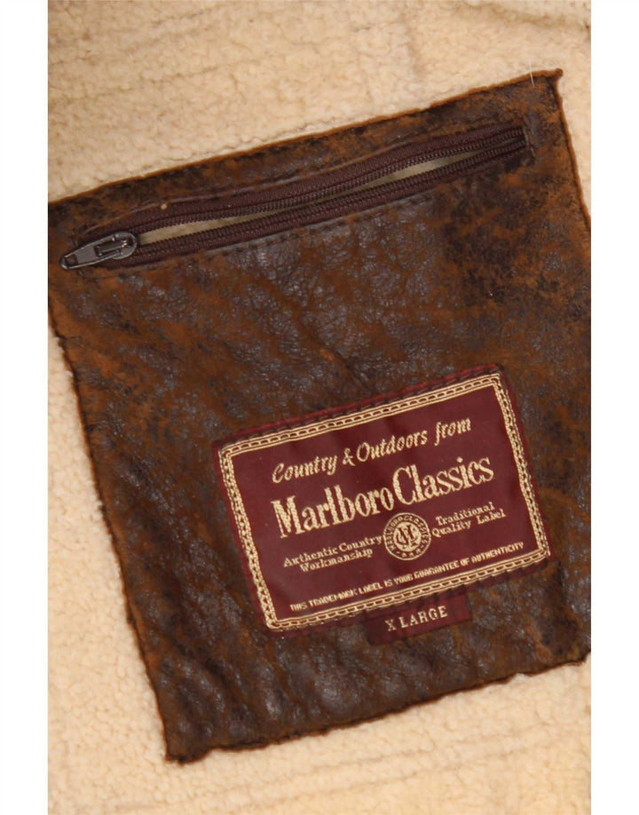 Мужская короткая куртка Marlboro Classics UK 42 XL из коричневой овчины