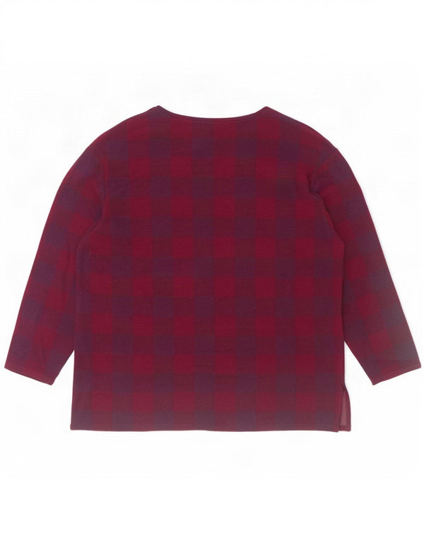 Женская блузка с длинным рукавом Marks & Spencer UK 20 2XL бордовая клетка