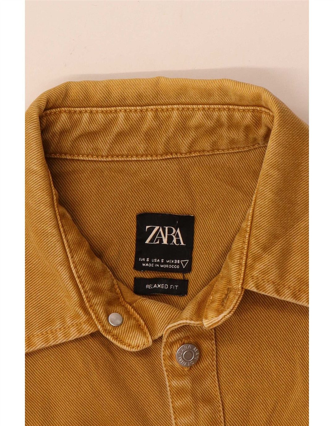 Мужская джинсовая рубашка свободного кроя Zara, маленькая желтая