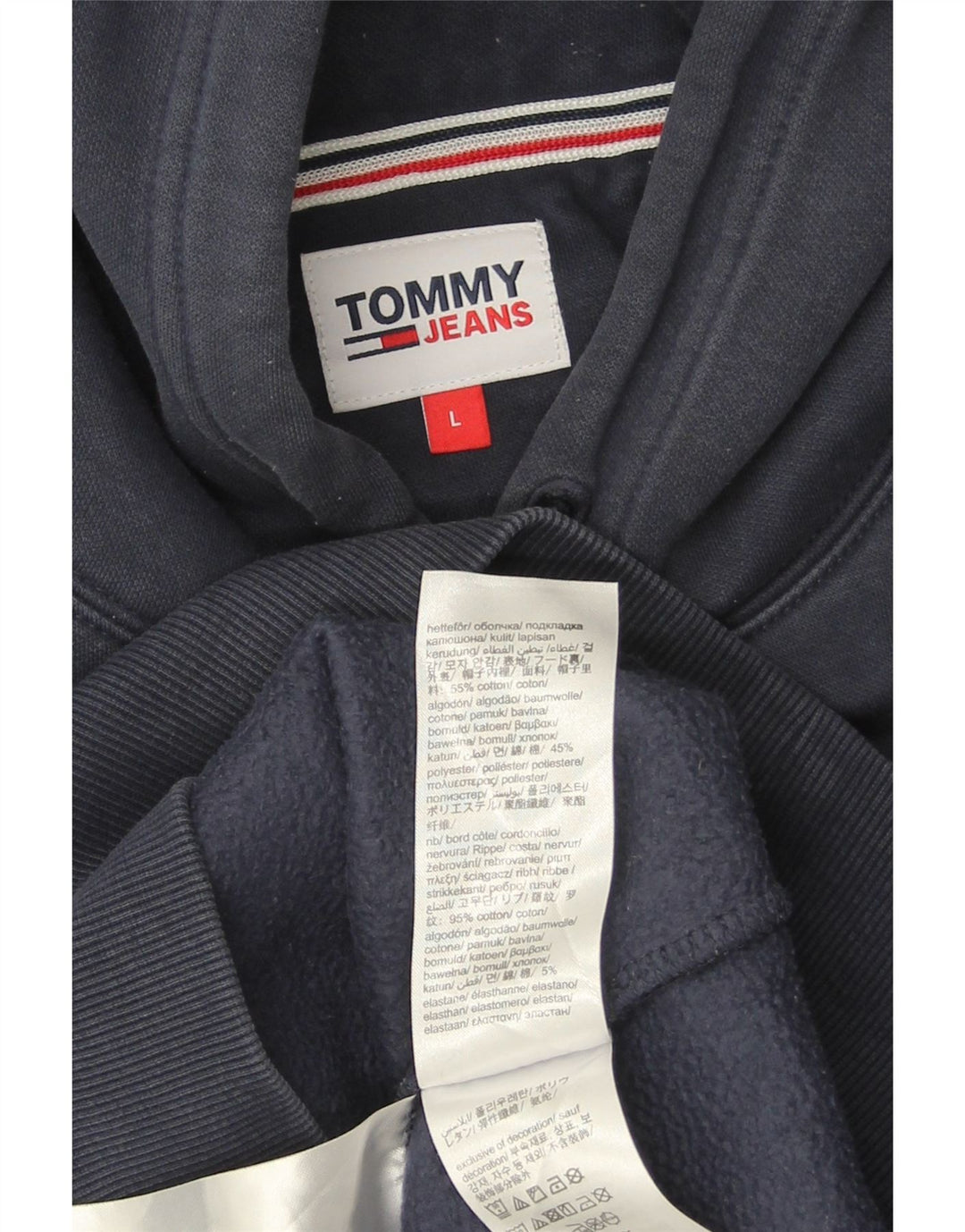 TOMMY HILFIGER Мужской джемпер с капюшоном, большой размер, темно-синий, хлопок