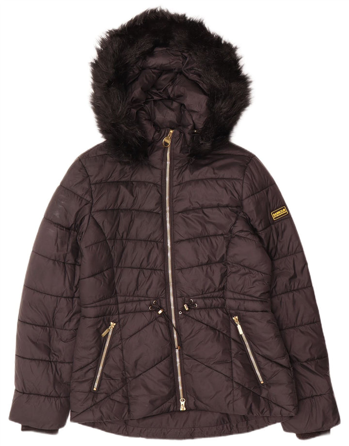 Женская стеганая куртка с капюшоном Barbour UK 10, маленькая, черная, полиамид
