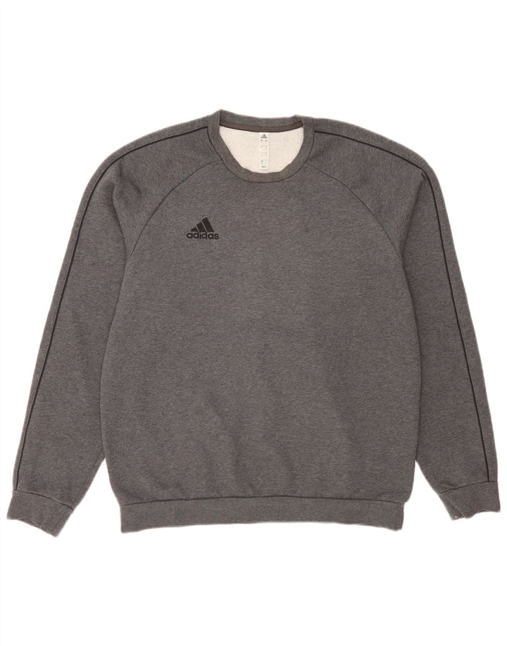 Мужской свитшот Adidas Regular Fit, хлопковый джемпер среднего серого цвета с крапинками