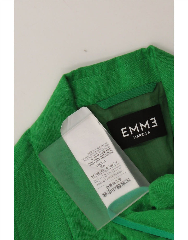 Женский блейзер Marella EMME на 1 пуговице, Великобритания, 8, маленький, зеленый, льняной