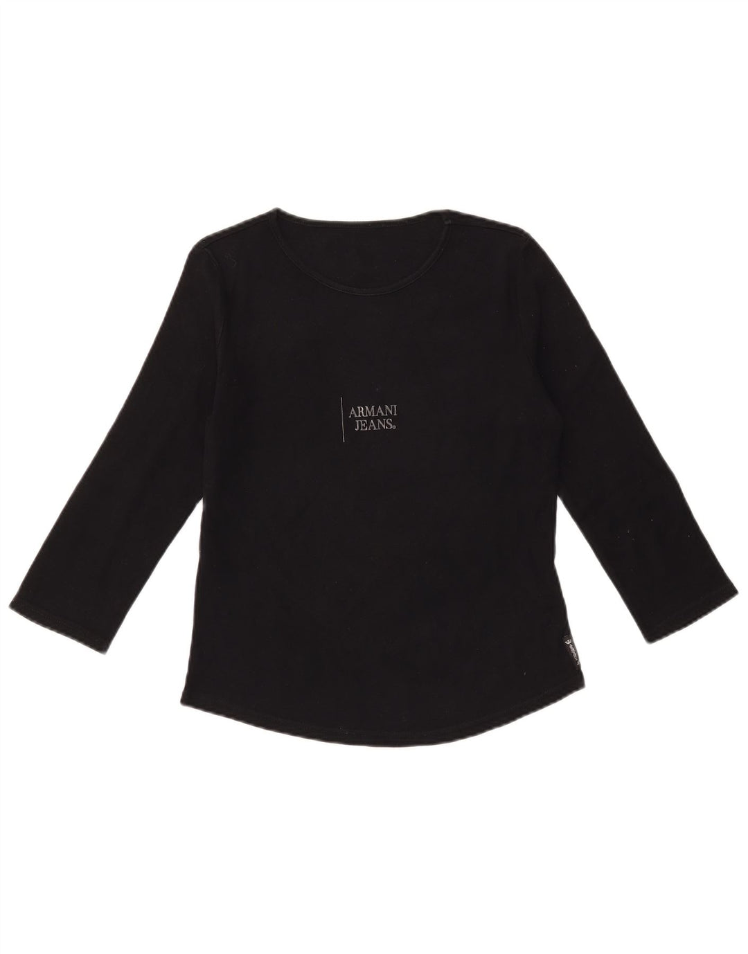 ARMANI JEANS Женский топ с рисунком, рукавом 3/4, Великобритания 12, средний черный, хлопок