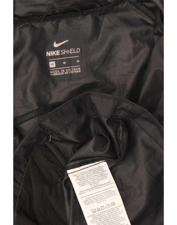 Женская дождевик с капюшоном Nike UK 14, средний черный, полиэстер, спортивная