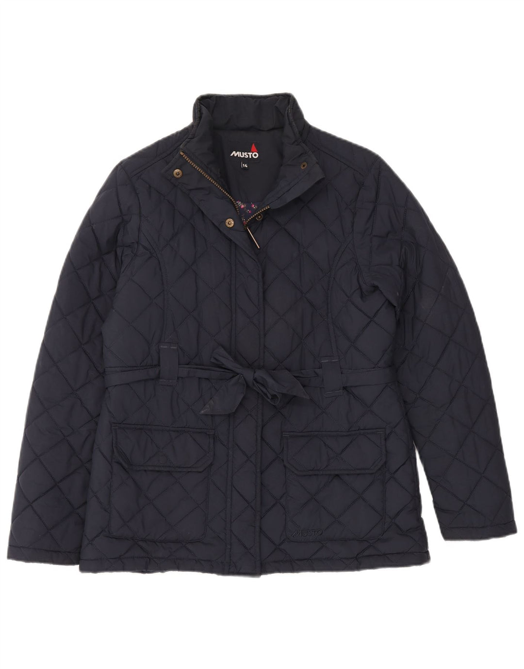 MUSTO Женская стеганая куртка UK 14, большой темно-синий полиэстер