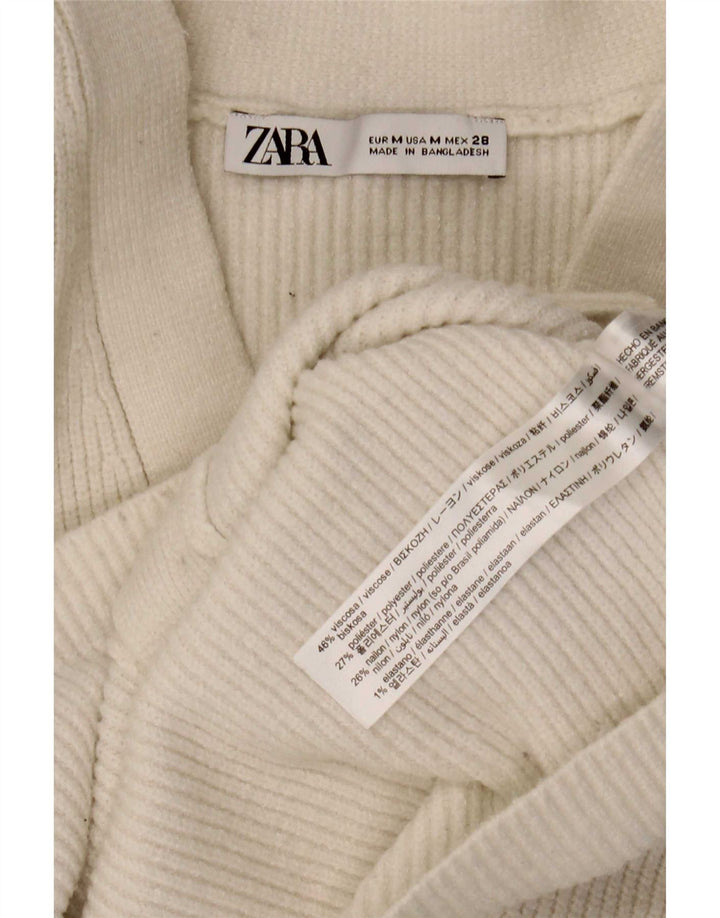 Женский укороченный кардиган Zara UK 12, средний белый вискоза