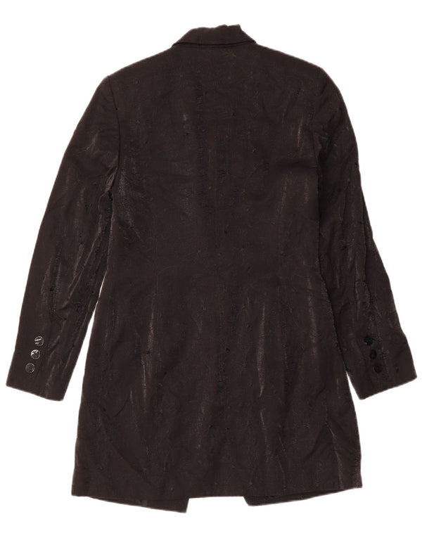 RICHARDS Женское пальто UK 10 маленькое черное из вискозы с цветочным принтом