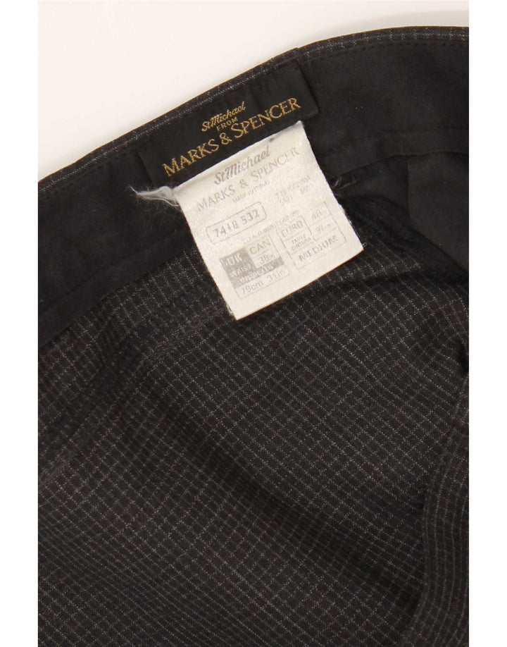 Мужские прямые повседневные брюки Marks & Spencer W38 L31 серого цвета в клетку из полиэстера