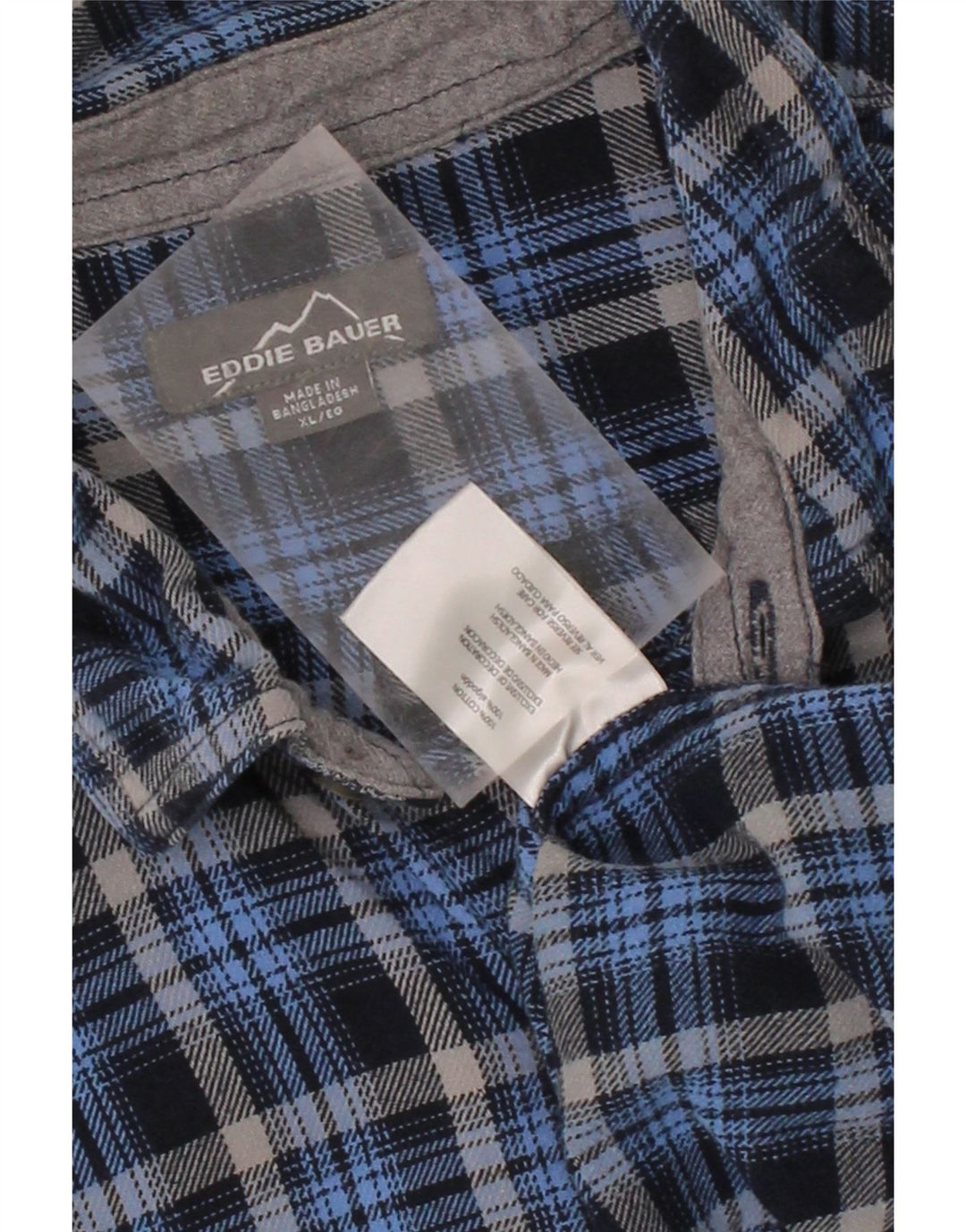 EDDIE BAUER Mens Flannel Shirt XL Navy Blue Check Cotton Vintage Eddie Bauer and Second-Hand Eddie Bauer from Messina Hembry 