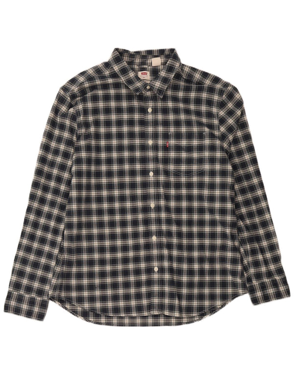 Мужская узкая рубашка Levi's 2XL, темно-синяя клетка, хлопок