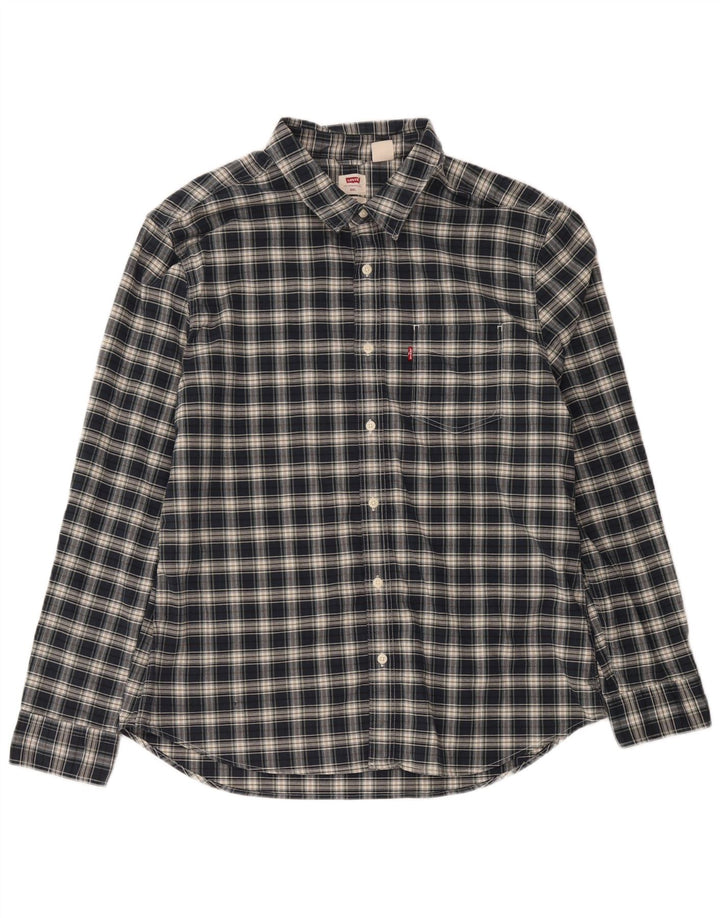 Мужская узкая рубашка Levi's 2XL, темно-синяя клетка, хлопок