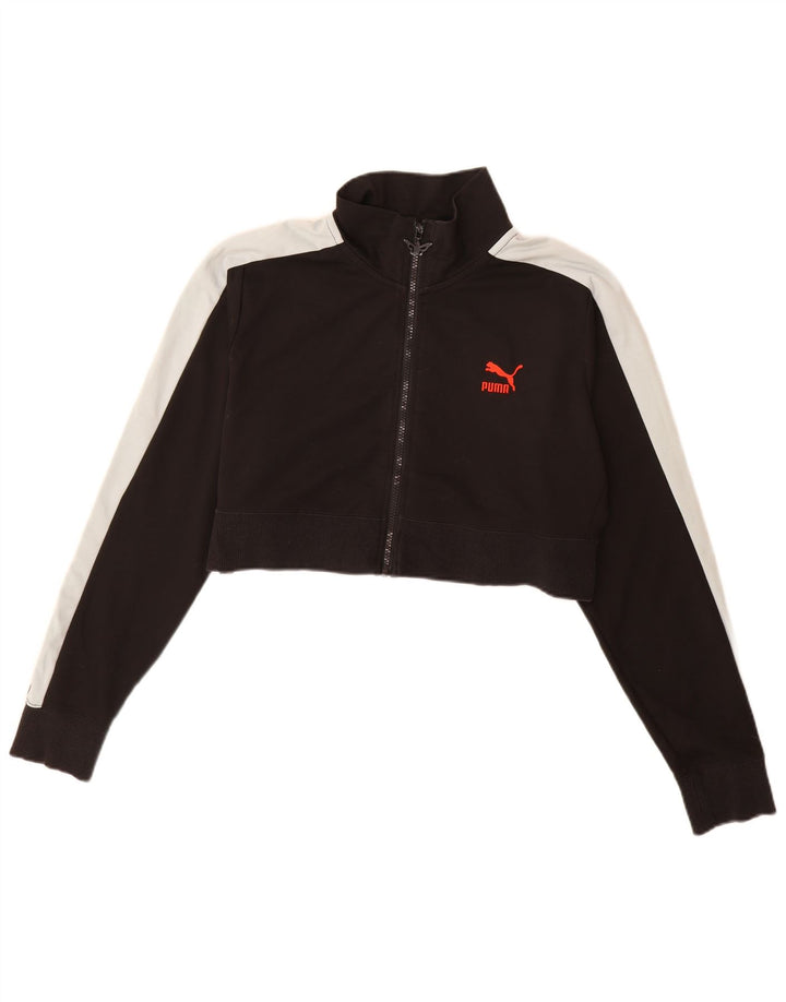 Женский укороченный спортивный костюм Puma UK 20 2XL, черный полиэстер с цветными блоками