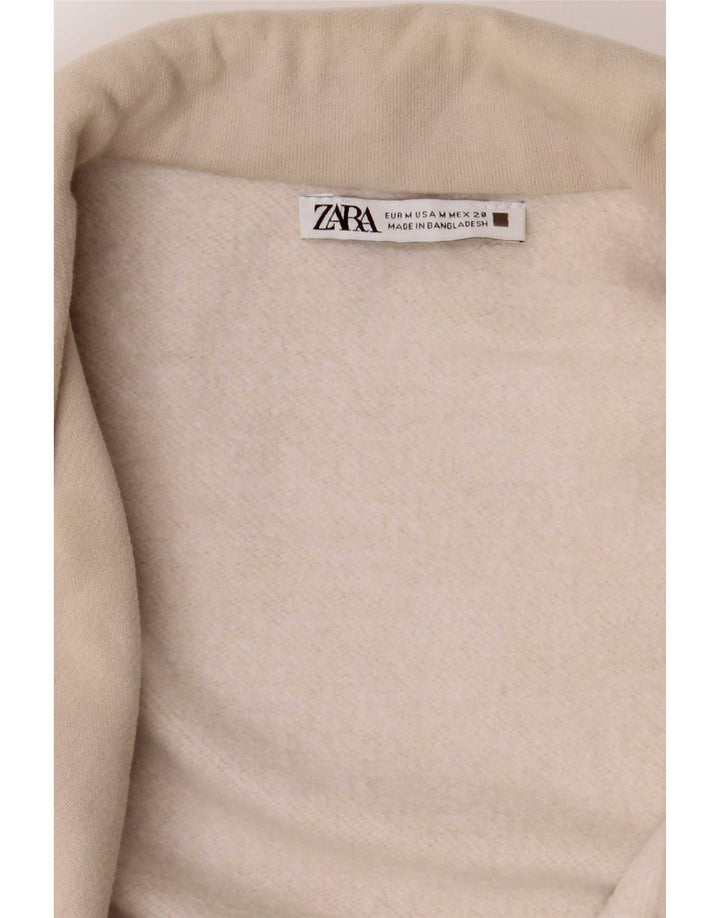 Женское открытое пальто оверсайз Zara UK 14, средний цвет, бежевый, хлопок
