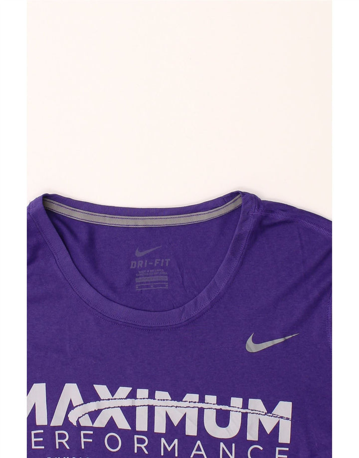 NIKE Womens Dri Fit Graphic T-Shirt Top UK 12 Medium Purple Polyester Vintage Nike and Second-Hand Nike from Messina Hembry 