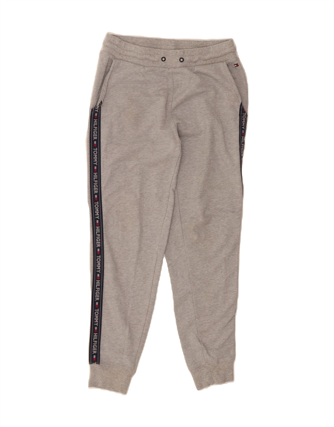 TOMMY HILFIGER Mens Graphic Tracksuit Trousers Joggers Medium  Grey Cotton Vintage Tommy Hilfiger and Second-Hand Tommy Hilfiger from Messina Hembry 