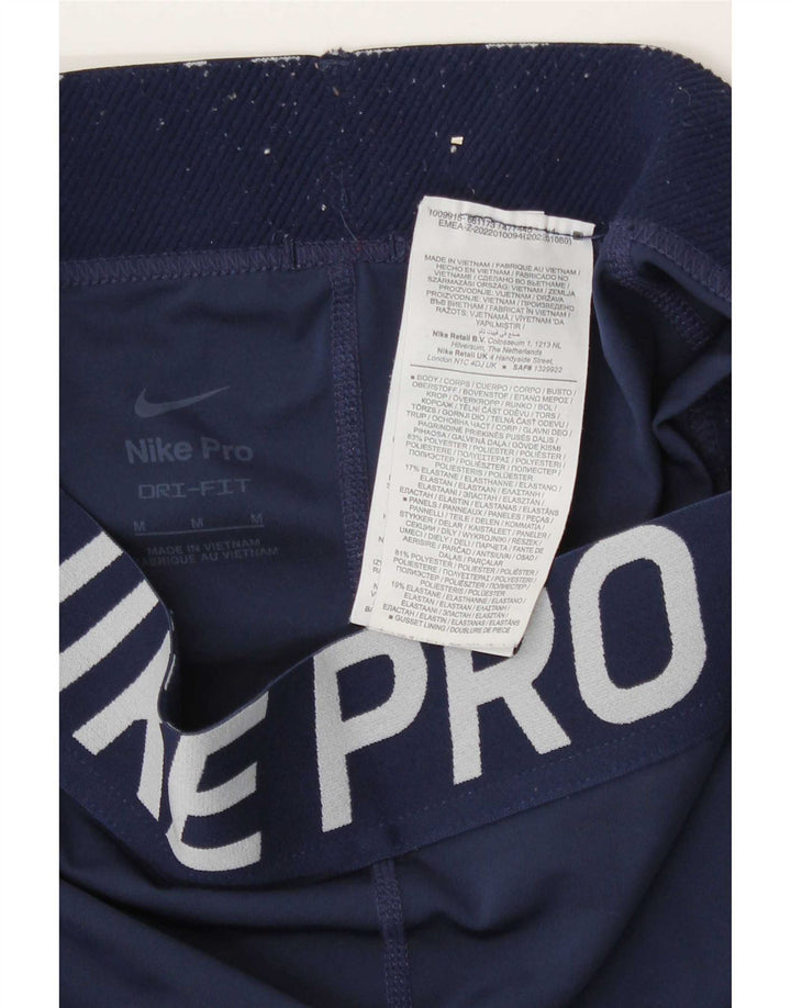 Женские леггинсы с рисунком Nike Dri Fit UK 12, средний темно-синий, полиэстер