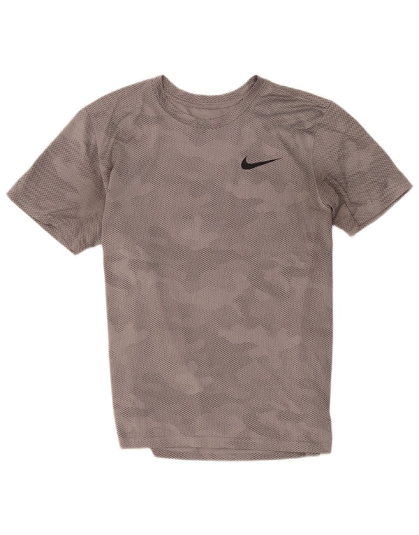 Мужская футболка Nike Dri Fit из полиэстера среднего серого цвета с камуфляжным принтом