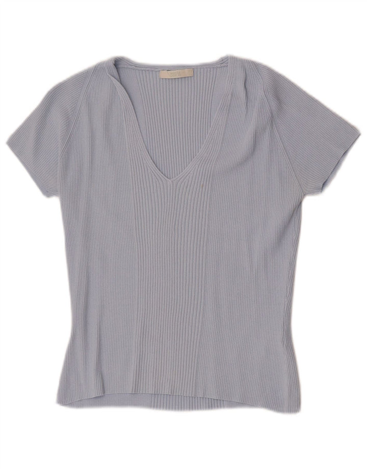 Женская укороченная футболка Marks & Spencer Top UK 14, средний синий из вискозы