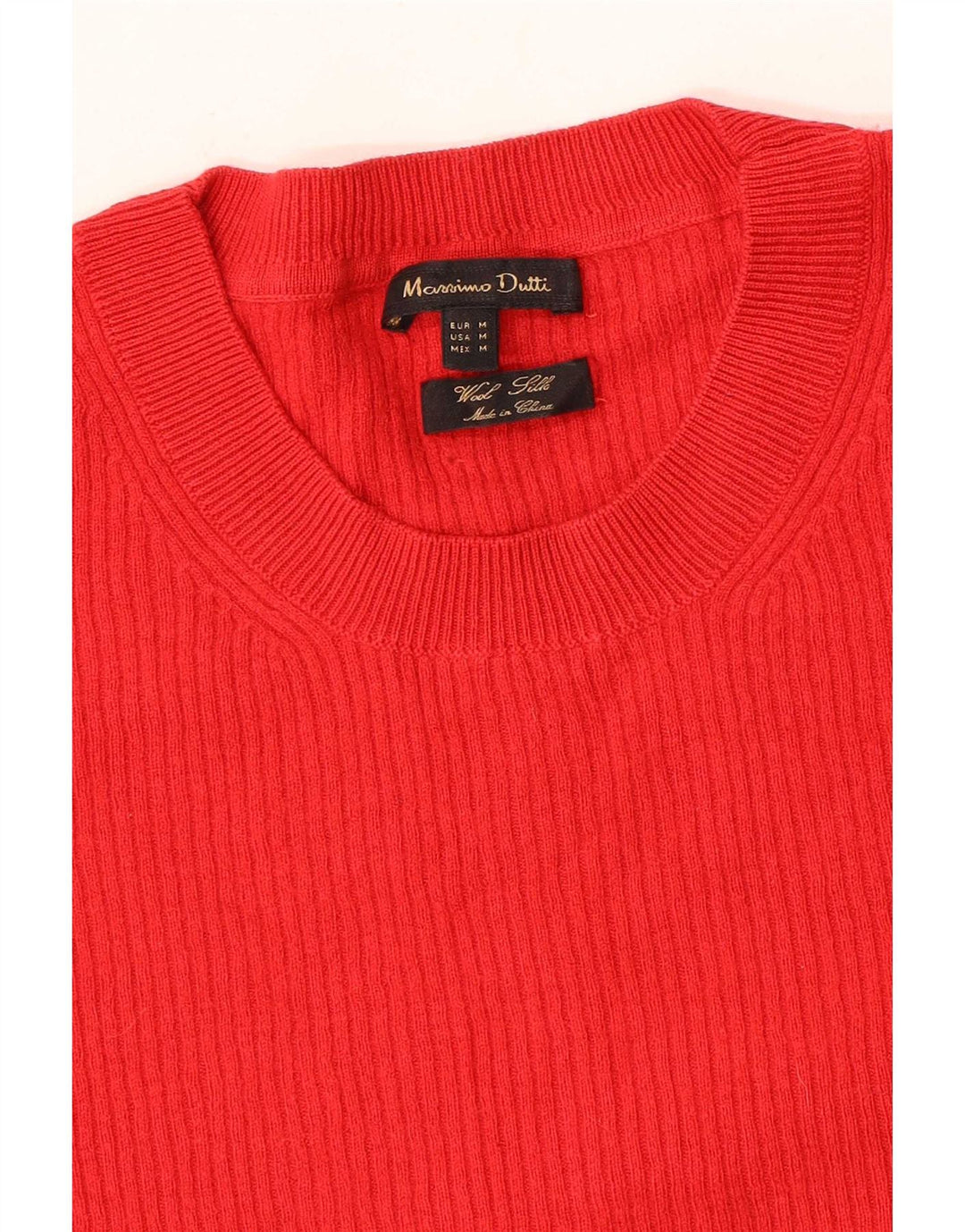 Женский джемпер с круглым вырезом Massimo Dutti UK 12, средний красный, шерсть