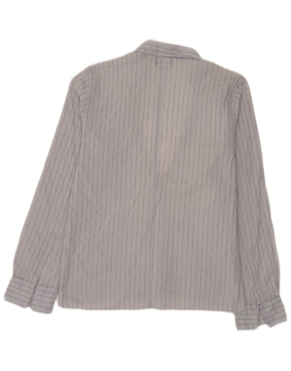 Emporio Armani Womens Pullover Shirt UK 14 Medium Blue Pinstripe