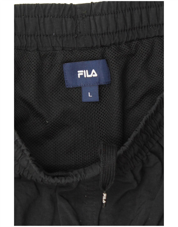 Мужские спортивные шорты Fila, большие черные, полиамид с цветными блоками