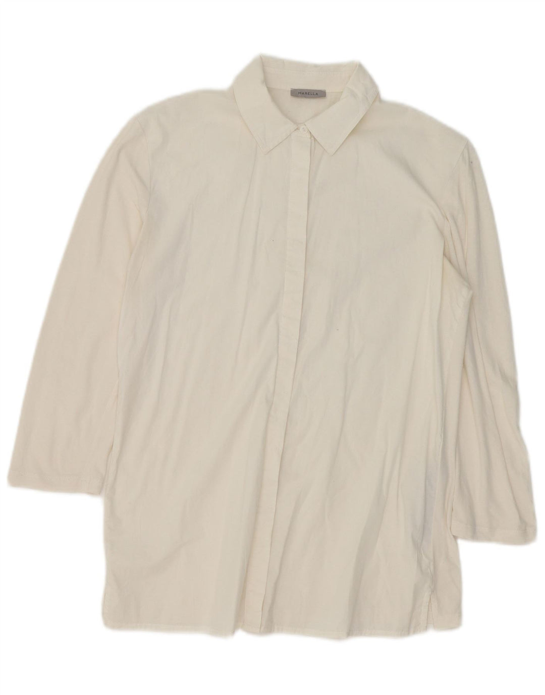 Женская длинная блузка-рубашка Marella UK 16, большой размер, белый хлопок