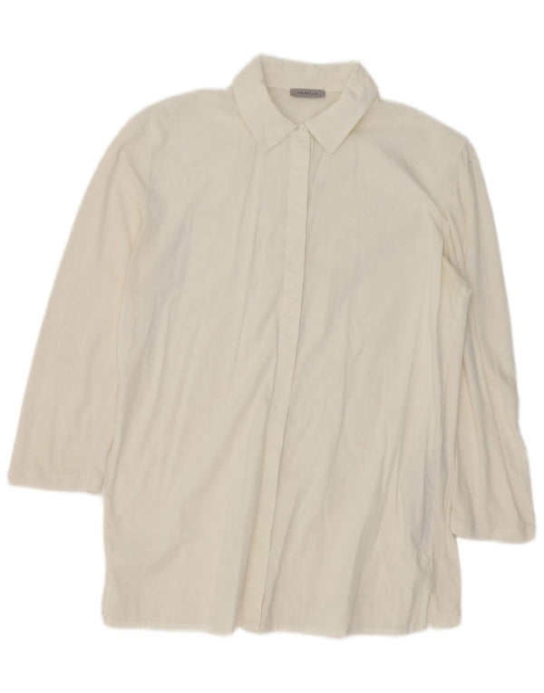 Женская длинная блузка-рубашка Marella UK 16, большой размер, белый хлопок