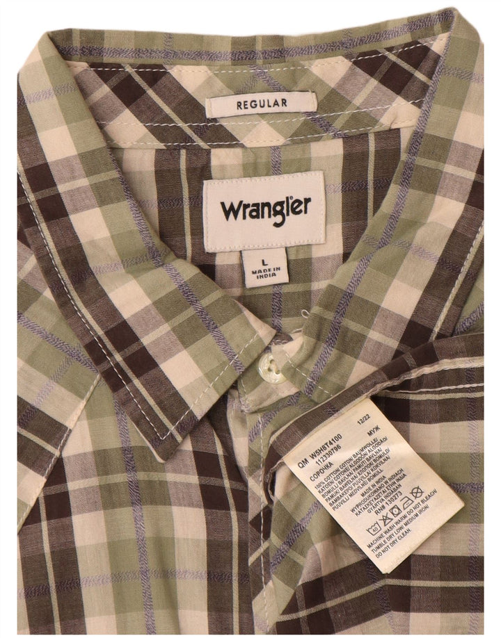 Мужская рубашка стандартного кроя с короткими рукавами Wrangler, большая хлопковая клетка цвета хаки
