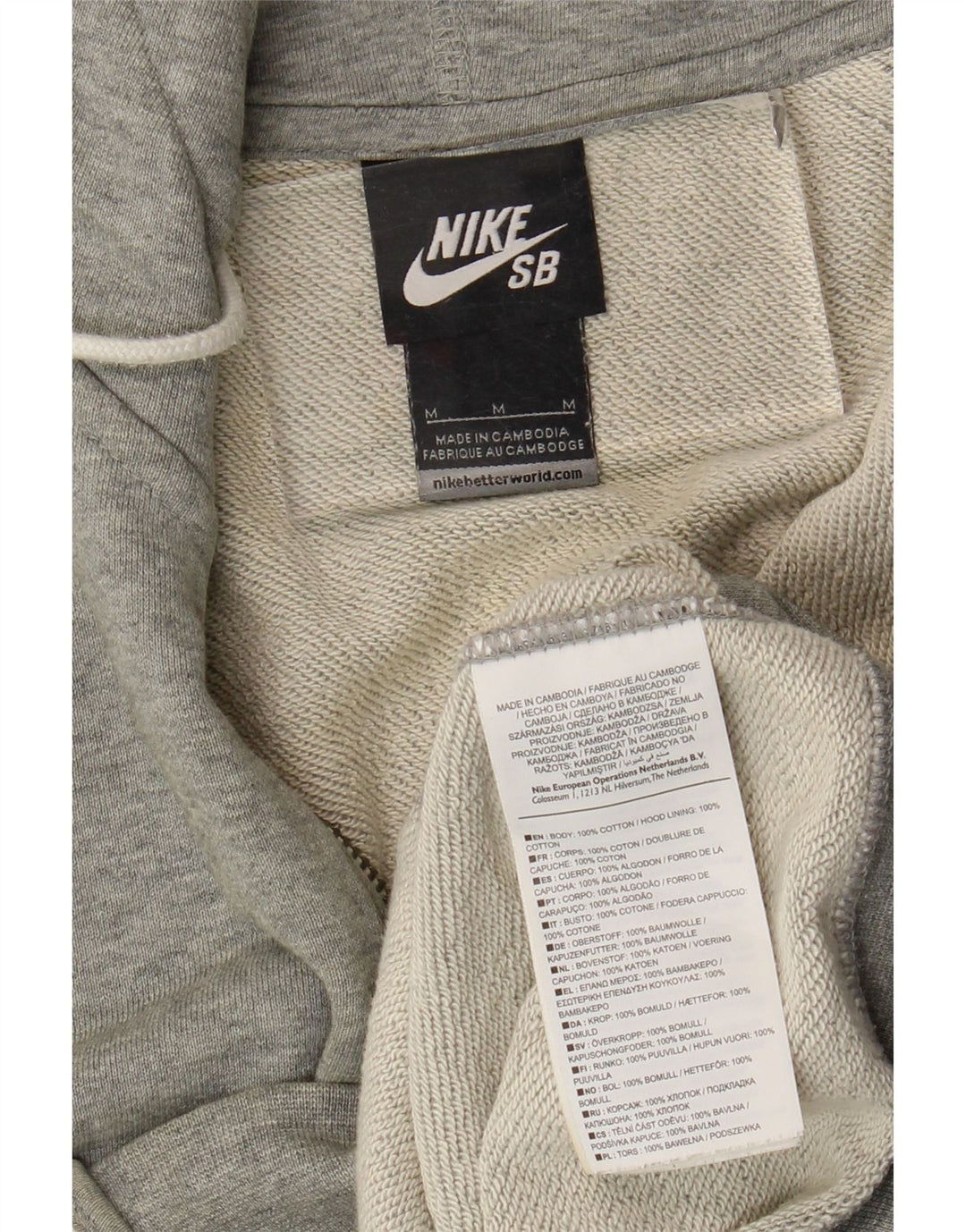 Мужской свитер с капюшоном на молнии Nike среднего серого цвета, хлопок