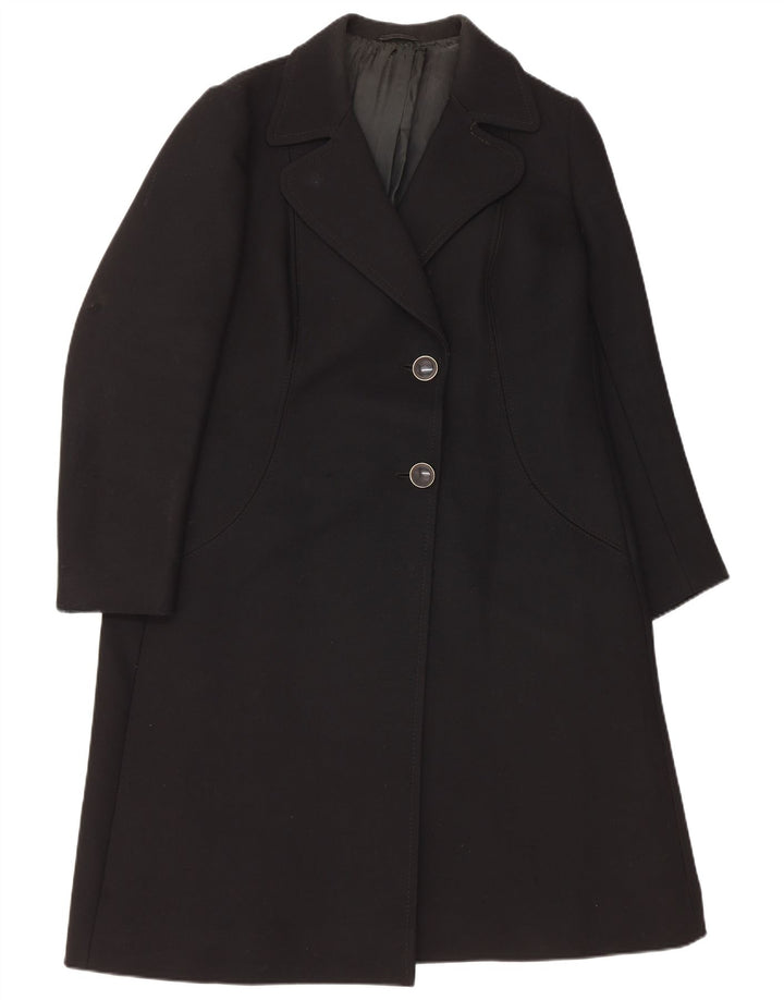 ВИНТАЖНОЕ Женское Пальто UK 14 Среднее Черное