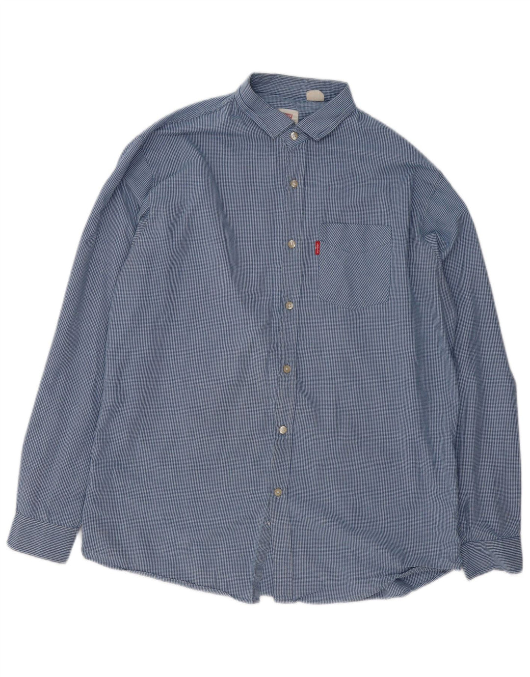 Мужская рубашка Levi's XL, синяя, хлопковая в мелкую клетку