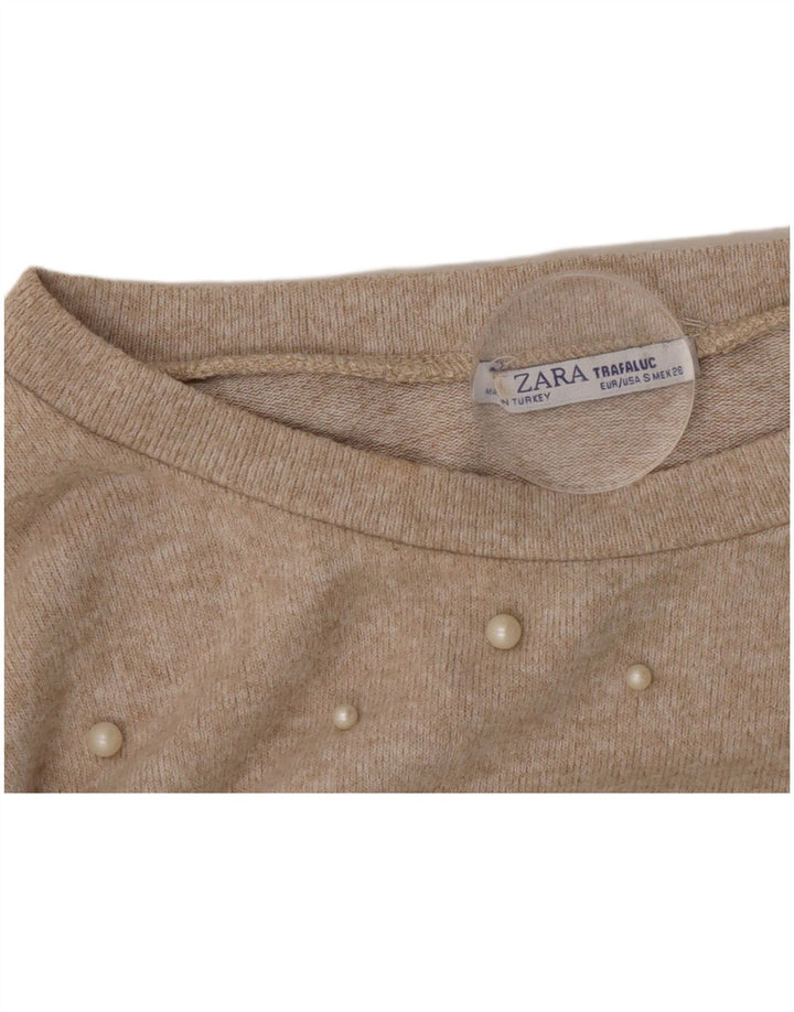 Женская блузка с рукавом 3/4 Zara UK 10, маленький бежевый в крапинку
