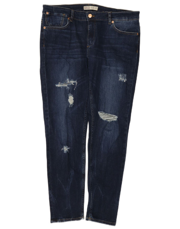 Zara Womens Distressed Skinny Jeans EU 42 Large W32 L28 Blue
