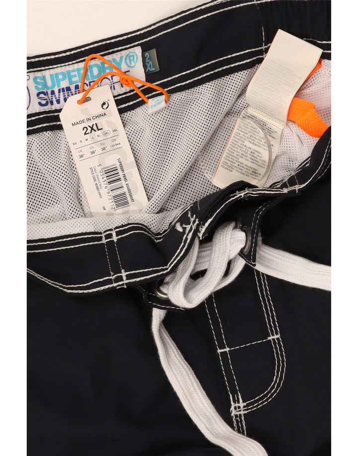 SUPERDRY Мужские шорты для плавания с рисунком 2XL, темно-синие, полиэстер с цветными блоками