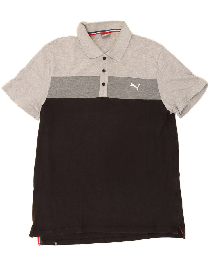 PUMA Mens Polo Shirt XL Grey Colourblock Cotton Vintage Puma and Second-Hand Puma from Messina Hembry 