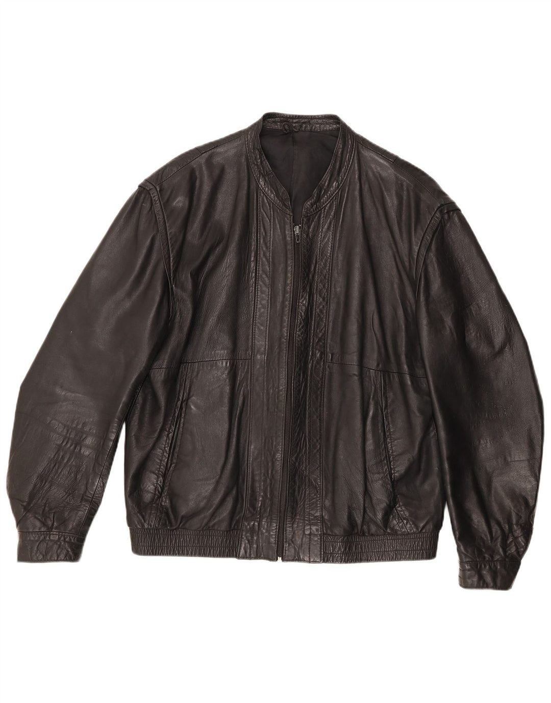 Винтажная мужская кожаная куртка IT 46 маленькая черная кожа