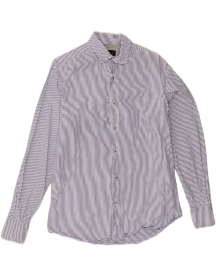 MASSIMO DUTTI Mens Shirt Medium Blue Pinstripe