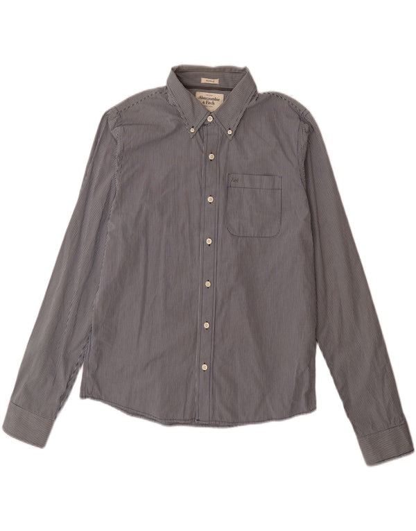 Мужская рубашка ABERCROMBIE & FITCH Muscle, 2XL, темно-синяя, хлопок в мелкую клетку