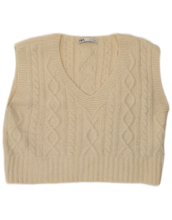 Женская майка Zara Vest UK 14, средний цвет, белый акрил