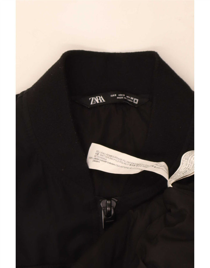 Мужская куртка-бомбер свободного кроя Zara UK 36, маленький черный полиэстер