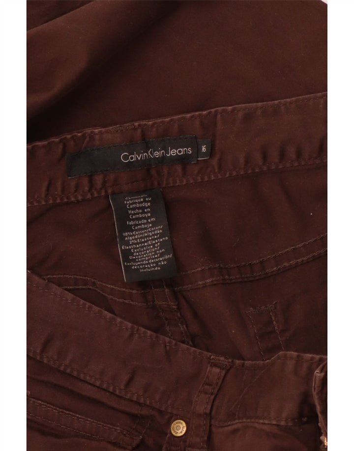 CALVIN KLEIN Женские прямые капри США 16 2XL W36 L22 Коричневые хлопковые брюки