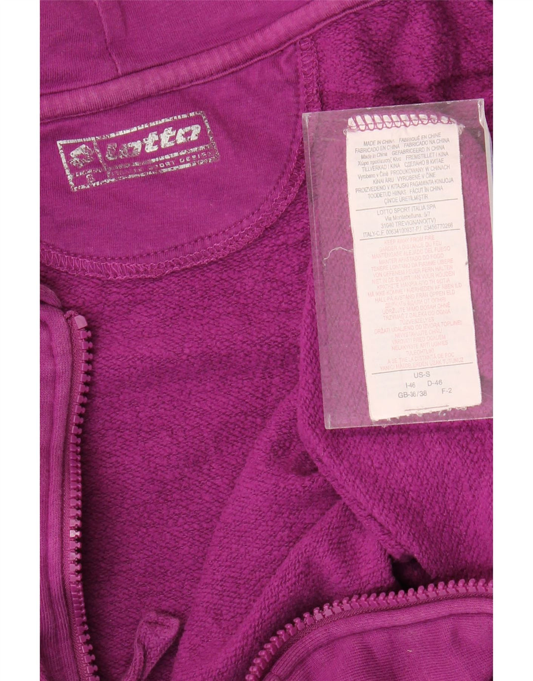 Женский свитер с капюшоном и молнией большого размера LOTTO UK 10, маленький темно-бордовый цвет